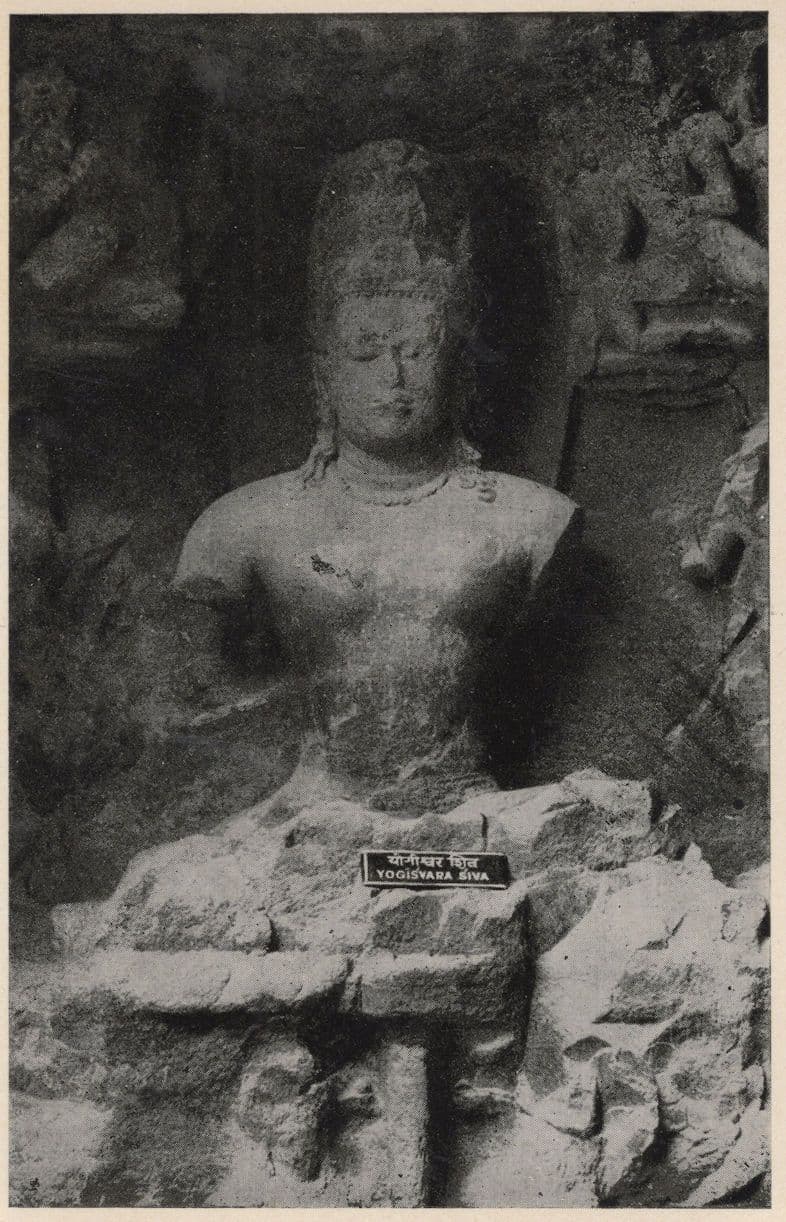 Shiva As Ascetic Elephanta Caves Vintage Indian Postcard