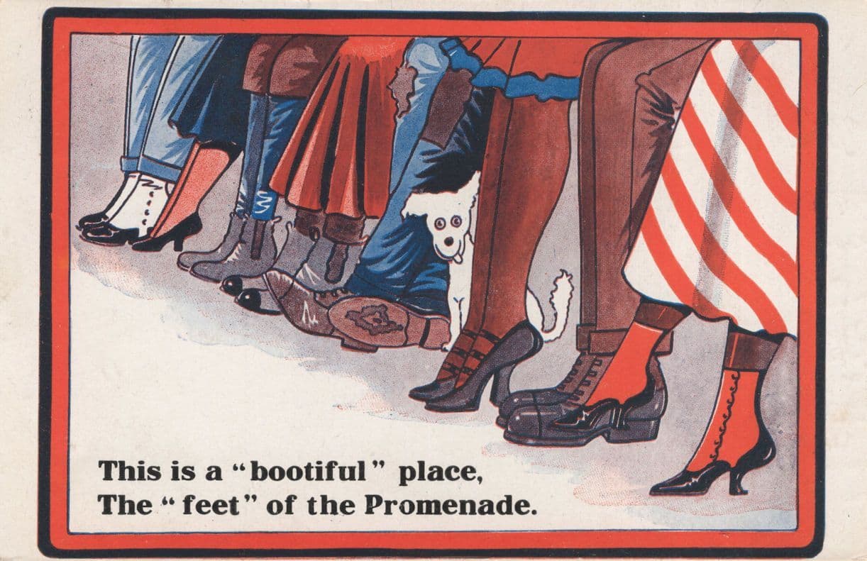Shoes Leather Boots High Heels WW1 Antique Fashion Parade Comic Postcard