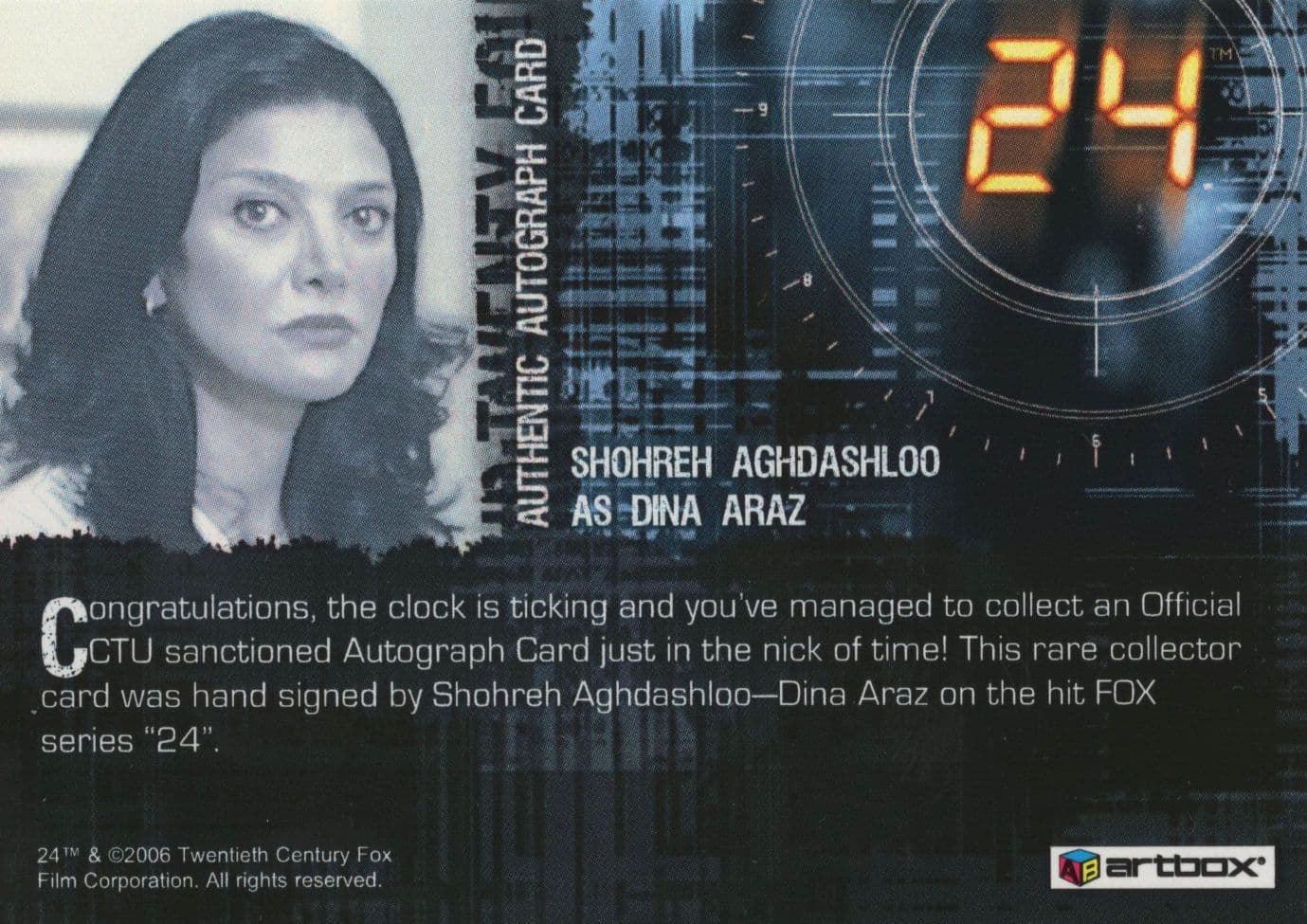 Shohreh Aghdashloo as Dina Araz 24 TV Show Hand Signed Photo Card