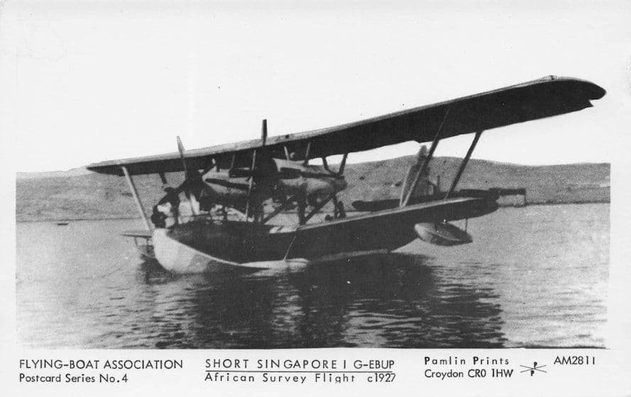 Short Singapore G-EBUP African Survey 1927 Flight Plane Postcard