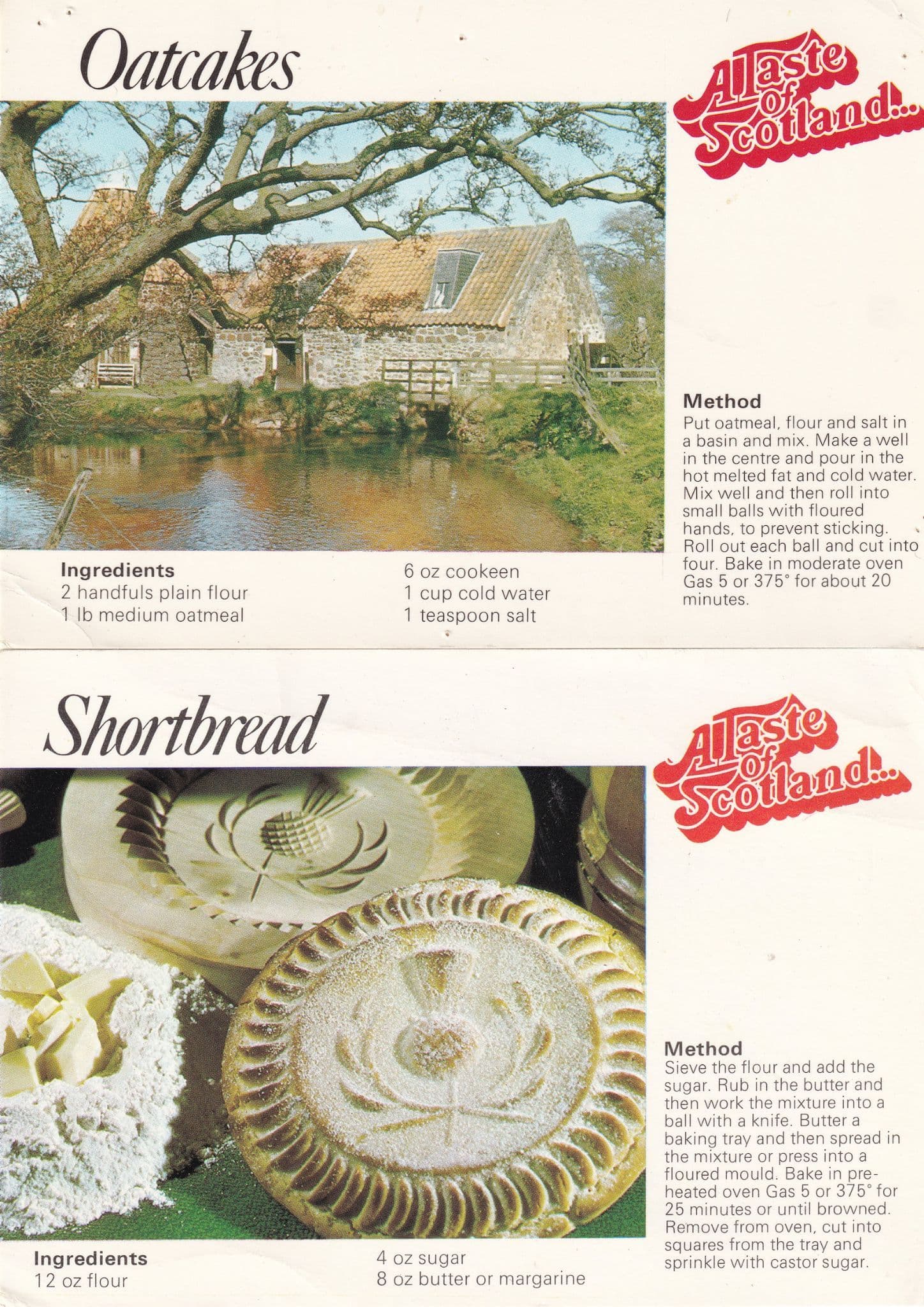 Shortbread Scottish Oatcakes 2x Scotland Cookery 1980s Jarrolds Postcard s