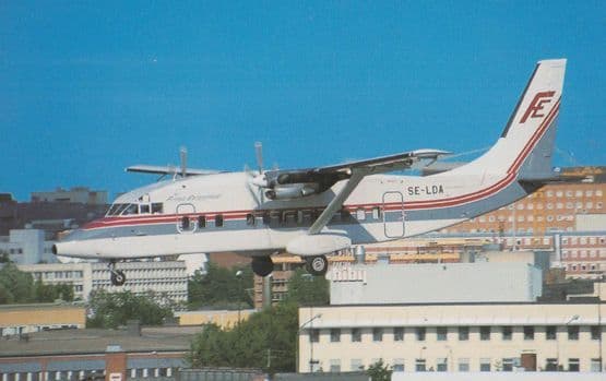 Shorts 360-200 Plane of SE-LDA Flying Enterprise at Stockholm Airport Postcard