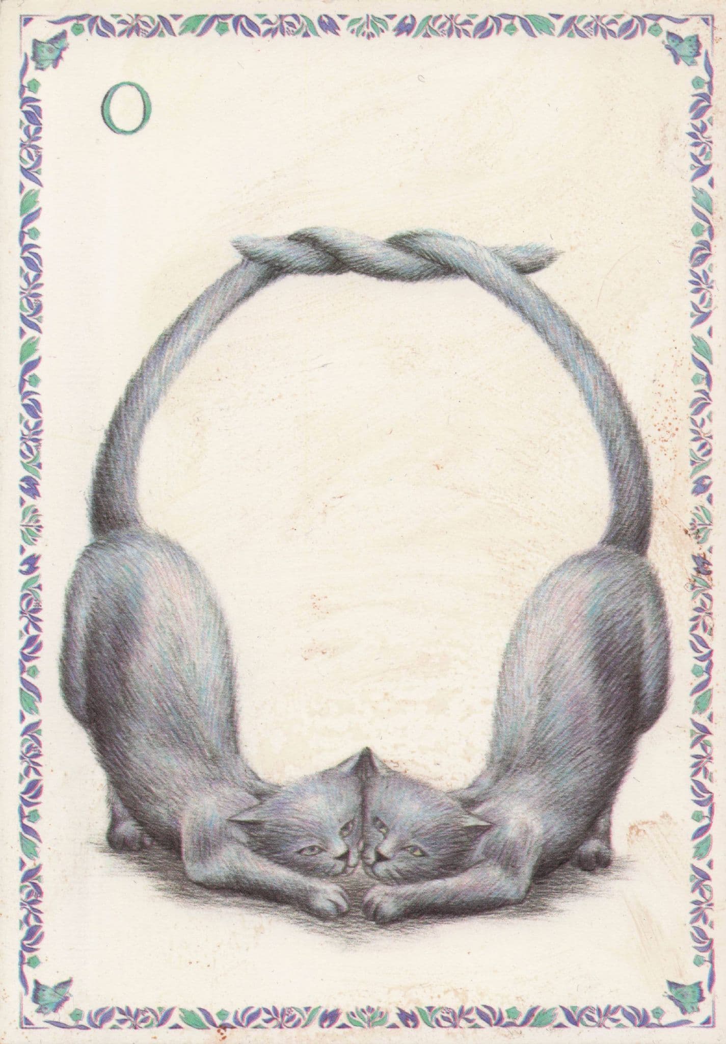 Siamese Cats Tails Tied Together Cat Alphabet Letter O Postcard