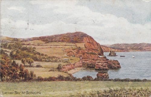 Sidmouth Ladram Bay Devon Vintage Postcard