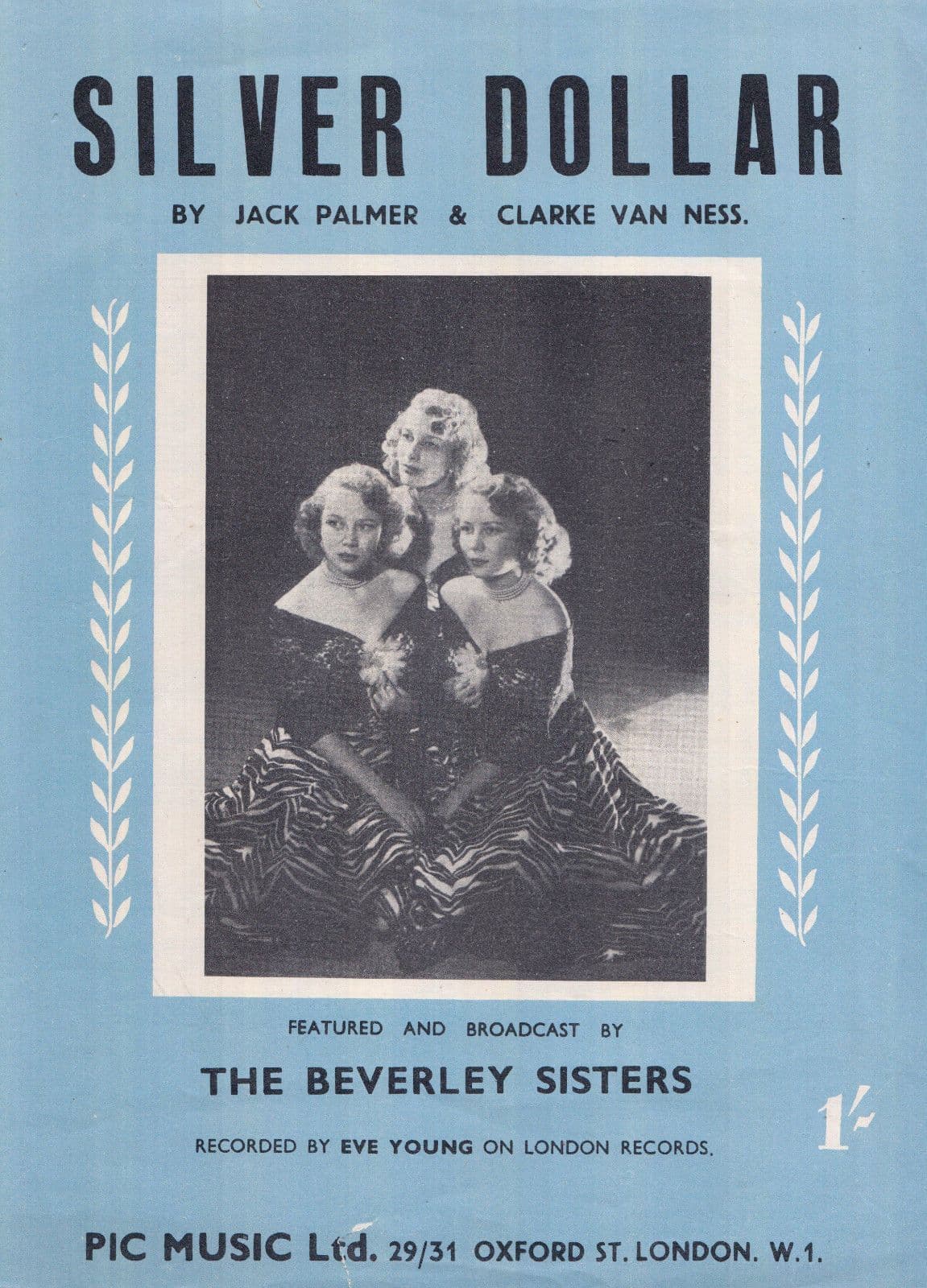 Silver Dollar The Beverley Sisters 1960s Sheet Music