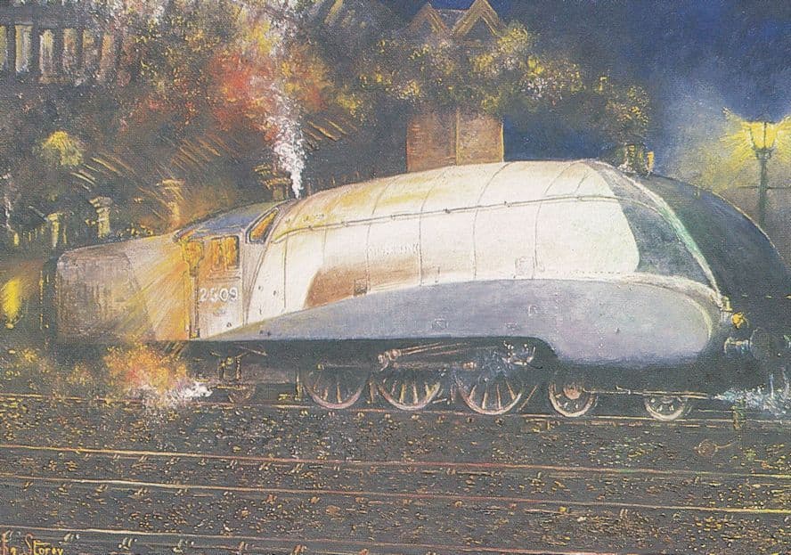 Silver Link Train National Express LNR Railways Painting Postcard
