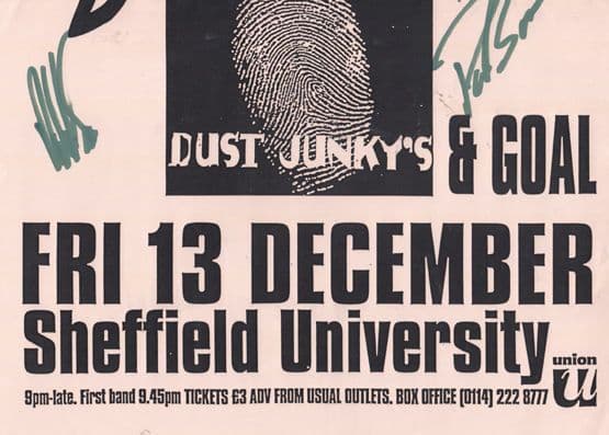 Silversun Dust Junkys Pop Sheffield University 1997 Hand Signed Concert Poster
