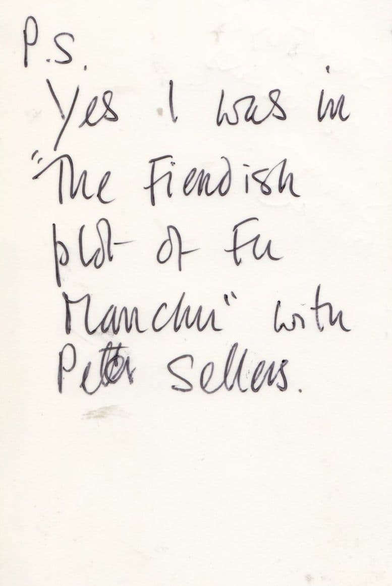 Simon Williams with Peter Sellers Fu Manchu Reverse Message Hand Signed Photo