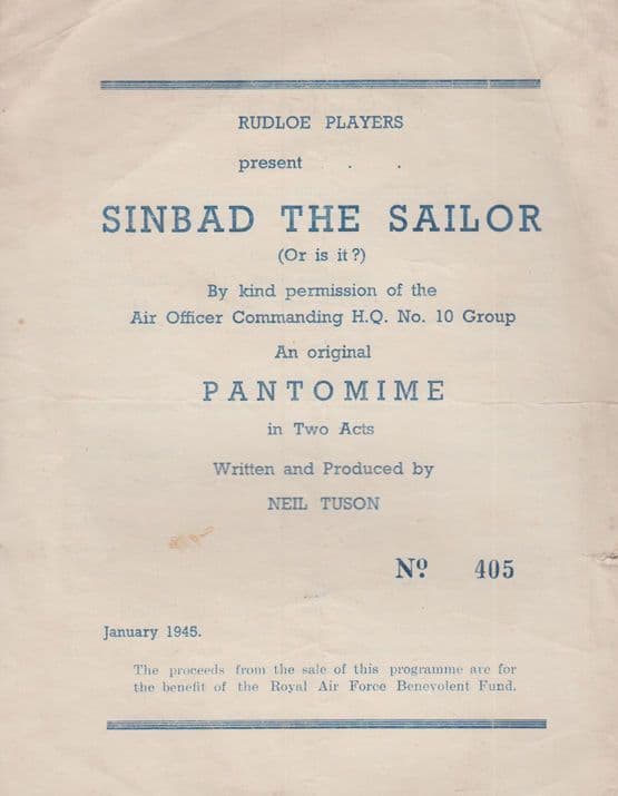 Sinbad The Sailor RAF Military WW2 Folded Pantomime Theatre Programme