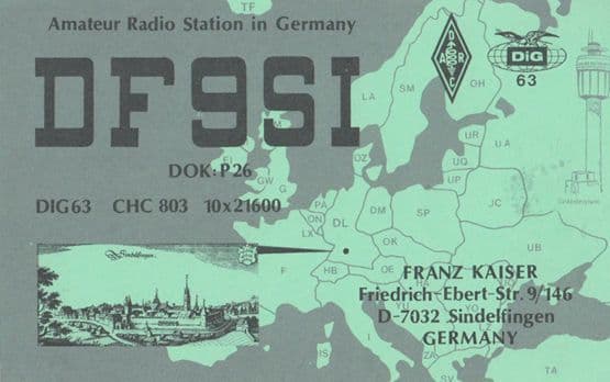 Sindelfingen German Amateur Radio Station QSL Postcard