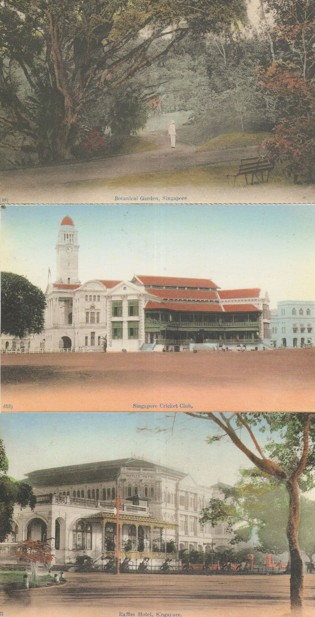 Singapore Cricket Club Raffles Hotel 3x Postcard s