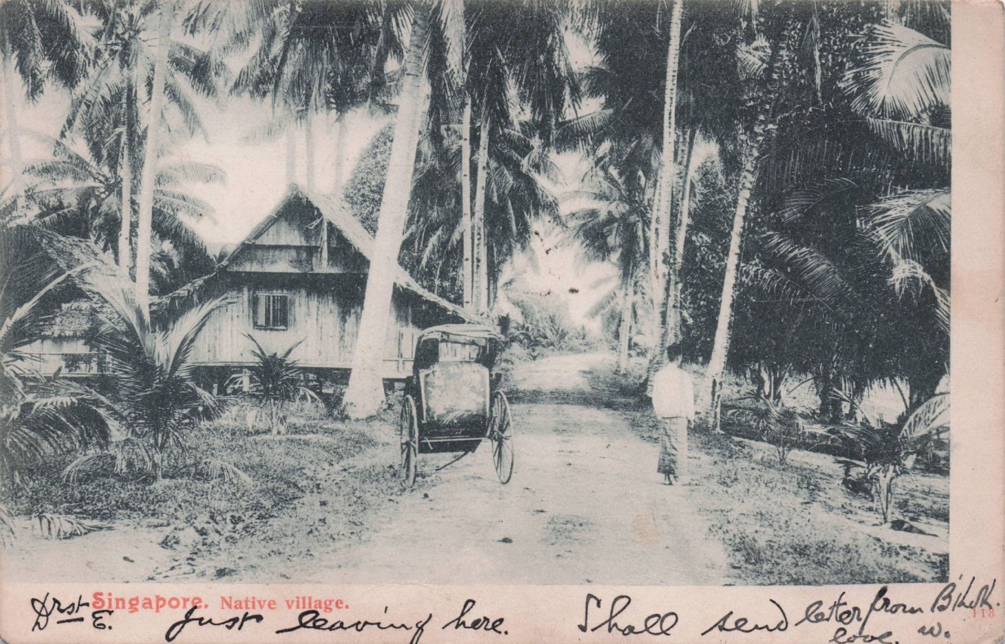 Singapore Native Village Old Transport Asian House Postcard