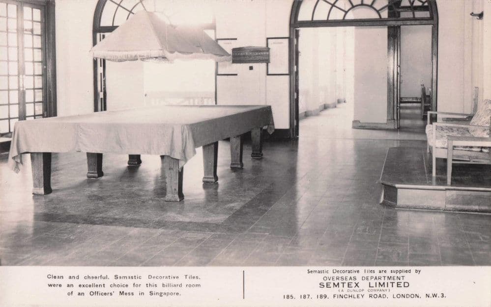 Singapore Officers Mess Billiard Table London Old Advertising PB Postcard