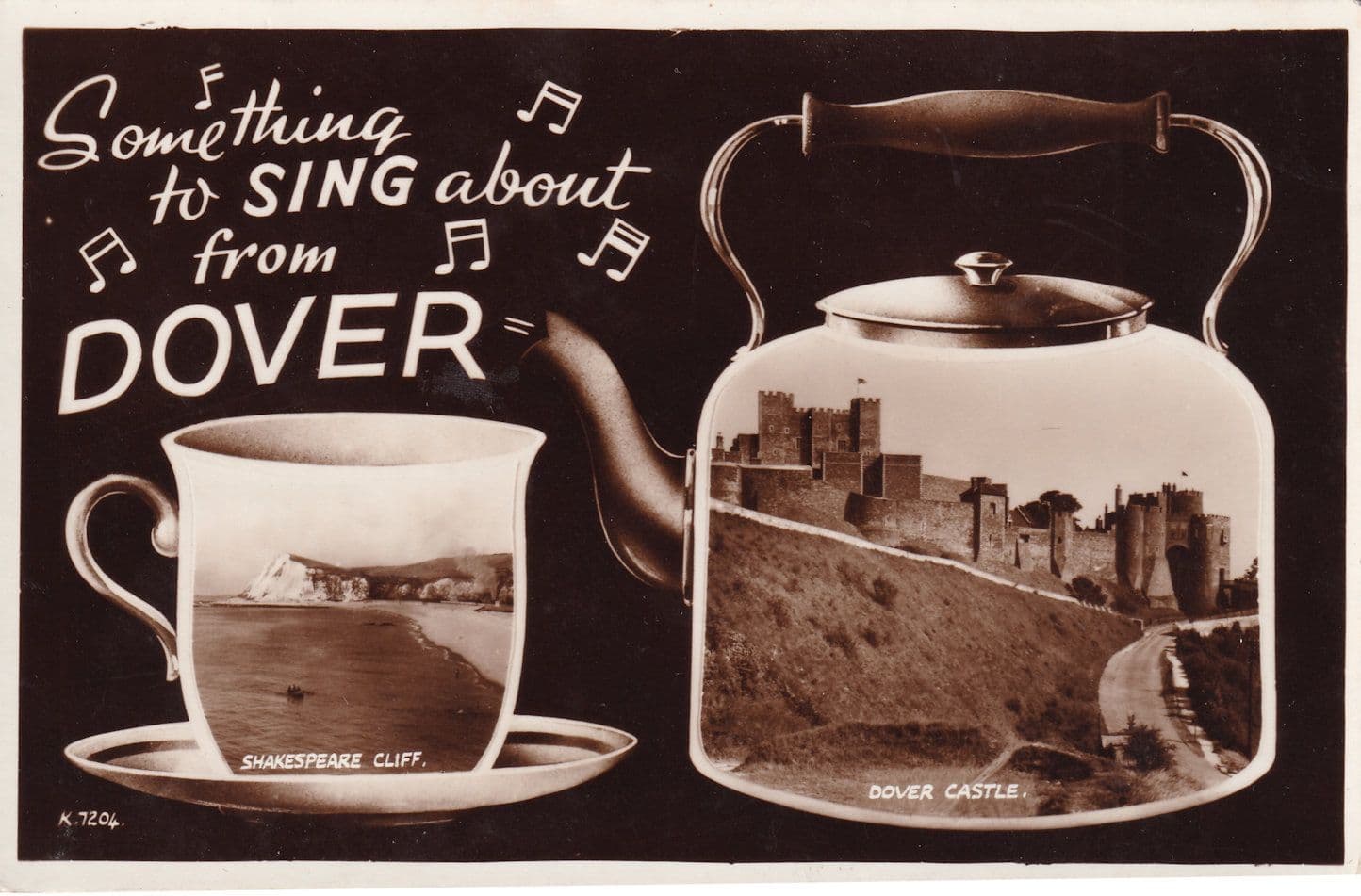 Singing at Dover Kent Kettle Greetings Old Real Photo Postcard