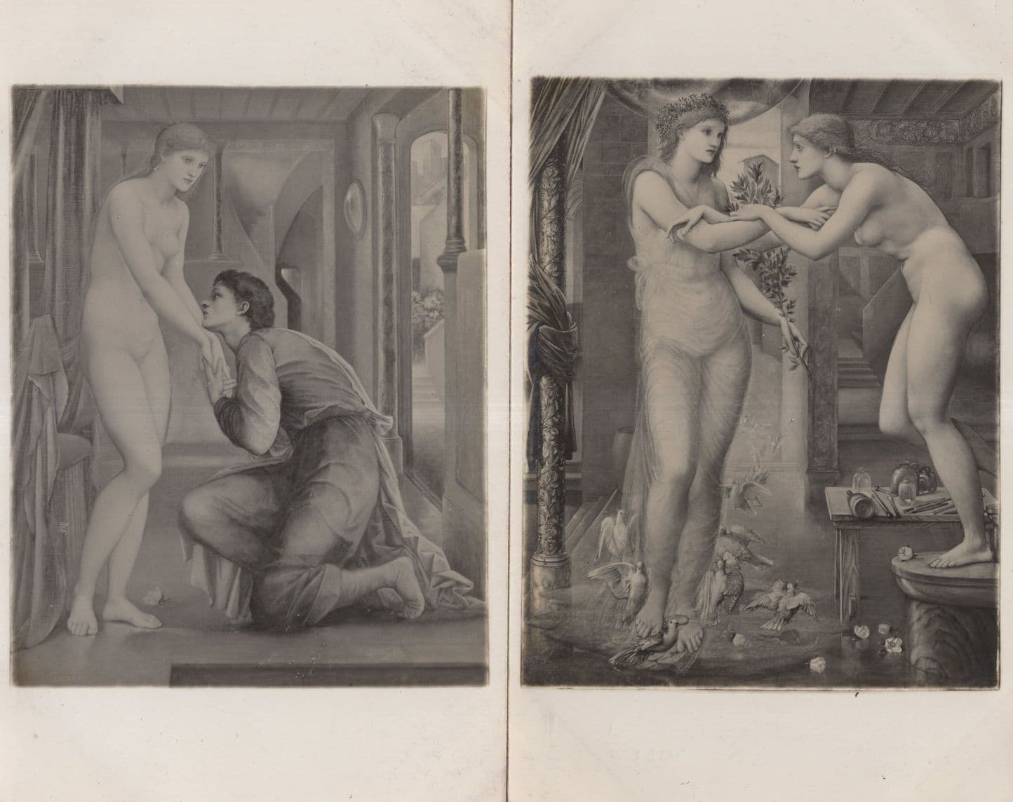 Sir Edward Burne Jones Pygmalion 2x Antique RPC Painting Postcard s