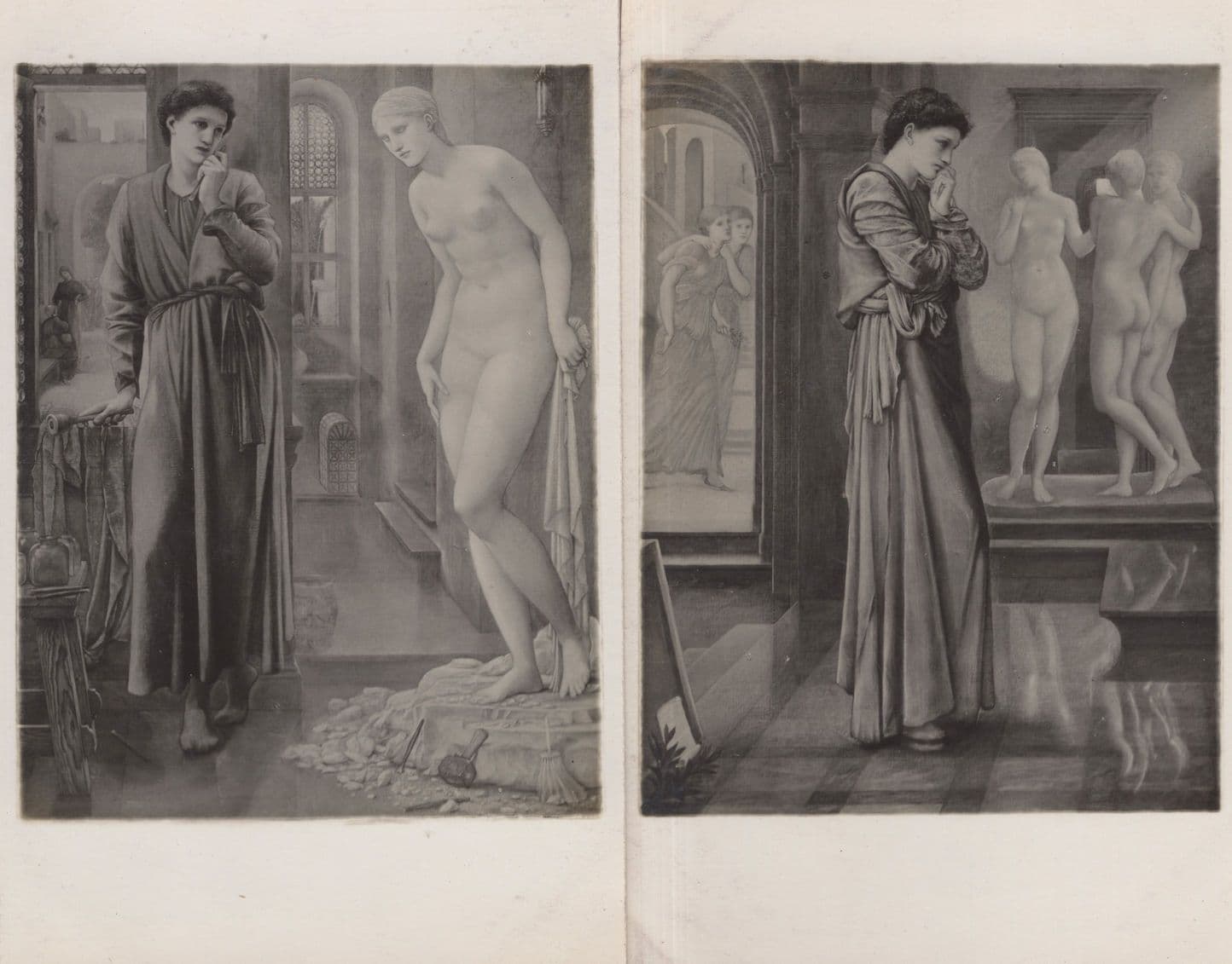 Sir Edward Burne Jones Pygmalion 2x Old RPC Painting Postcard s