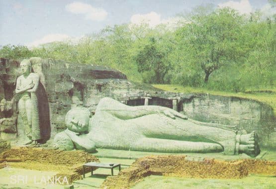 Sir Lanka Lankan Buddhist Image Gil Vihara Rock Sculpture Polonnaruwa Postcard