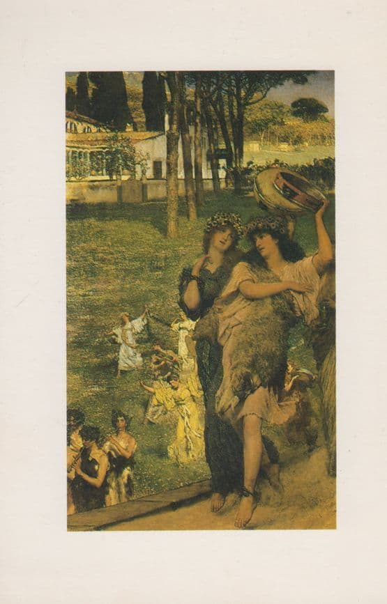Sir Lawrence Alma Tadema Spring Festival Canvas Tamborines Painting Postcard