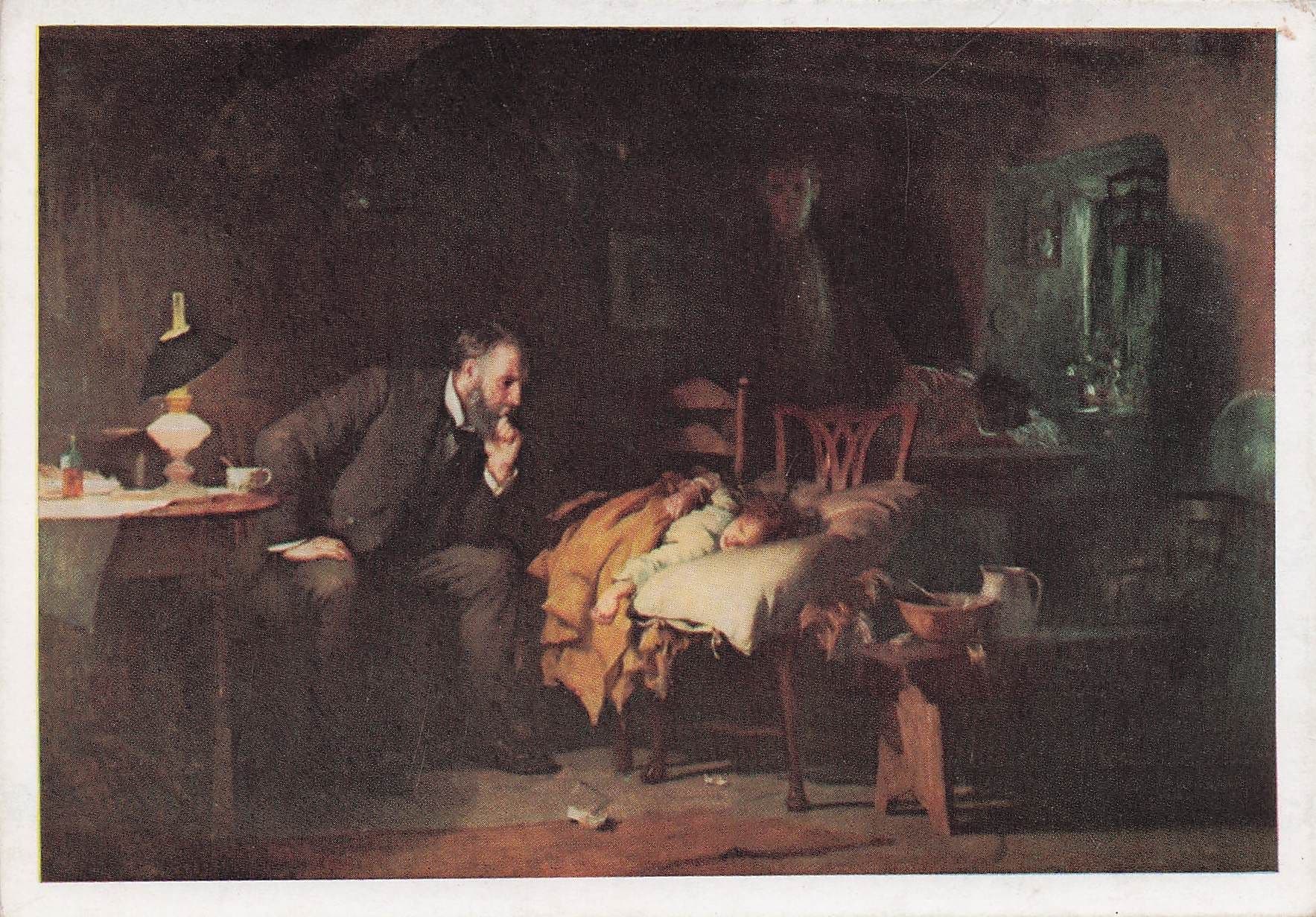Sir Luke Fildes The Doctor Victorian London Tate Gallery Painting Postcard
