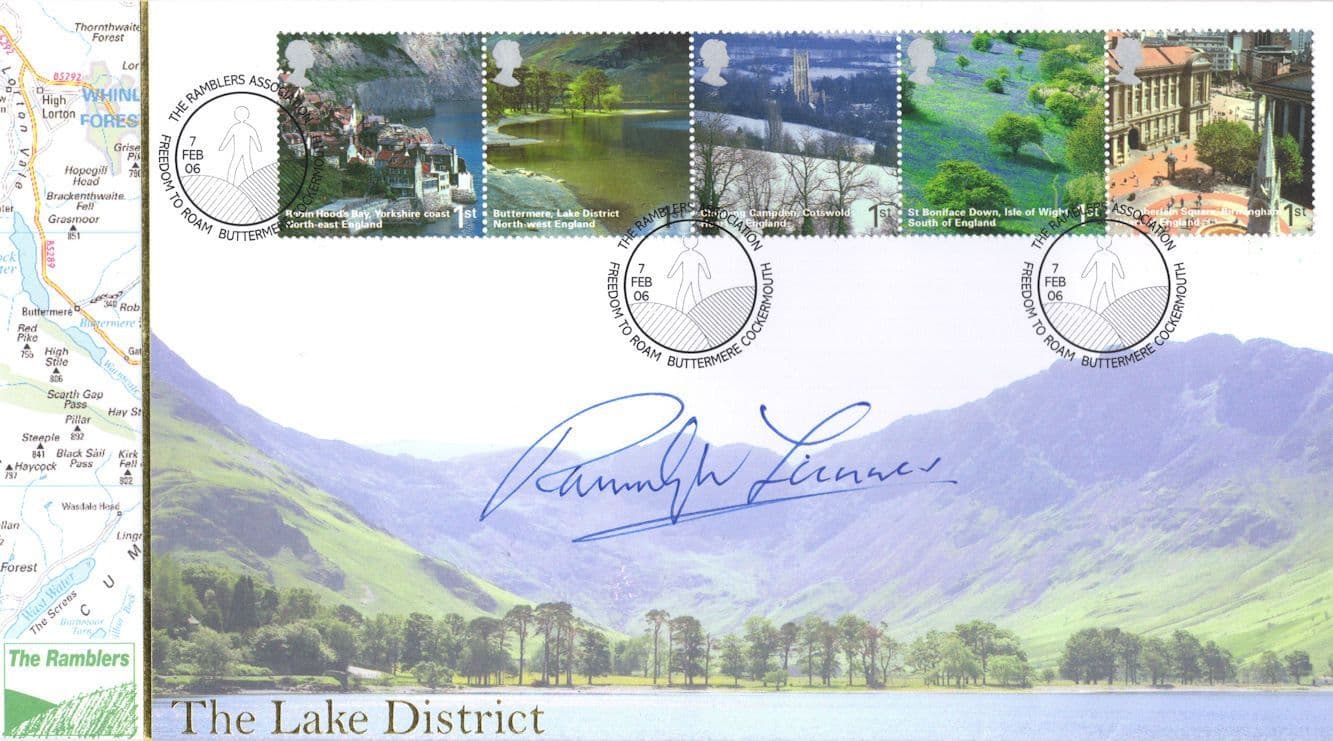 Sir Ranulph Fiennes Lake District Map Hand Signed FDC