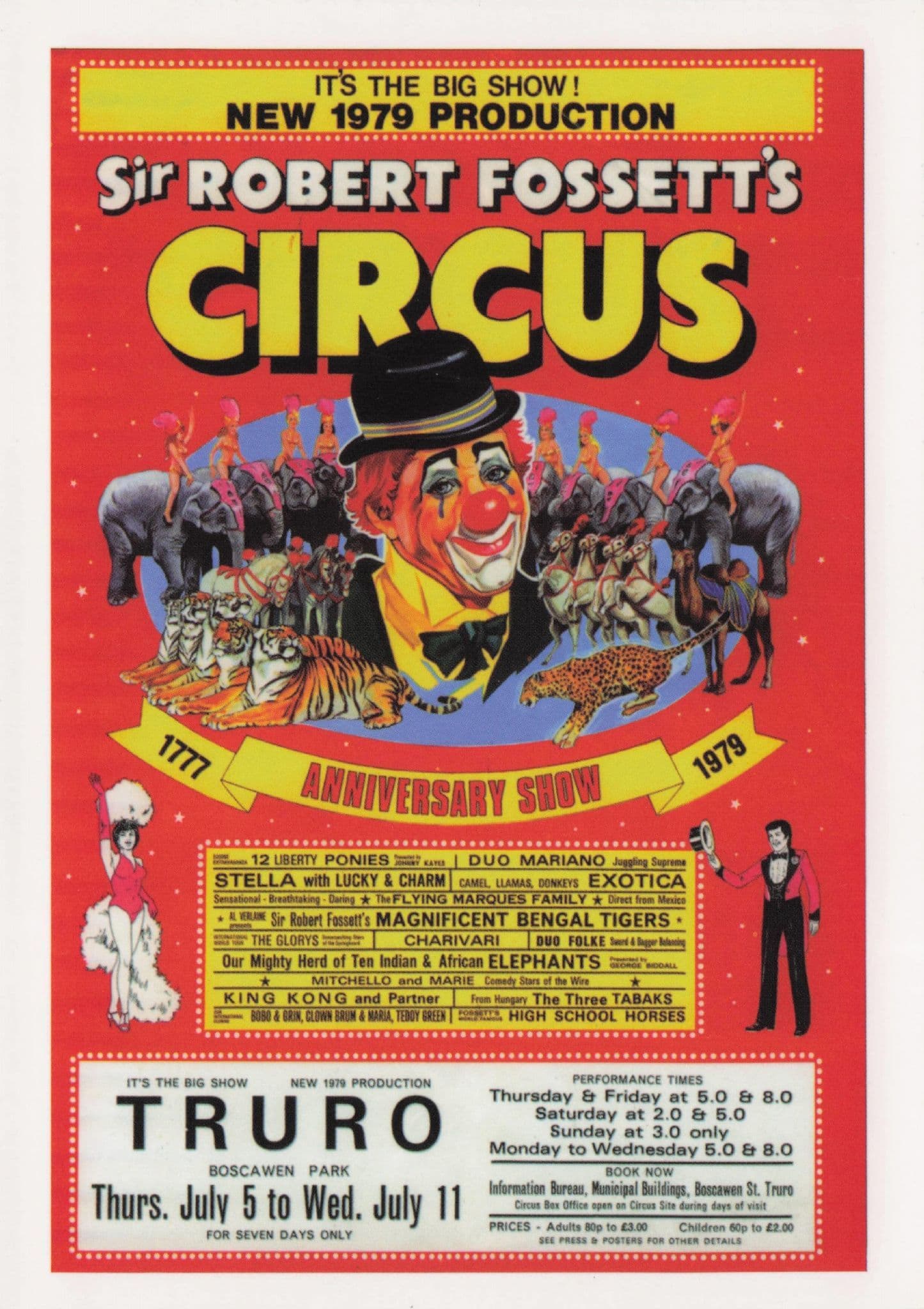 Sir Robert Fossett's Circus Truro 1979 London Poster Postcard