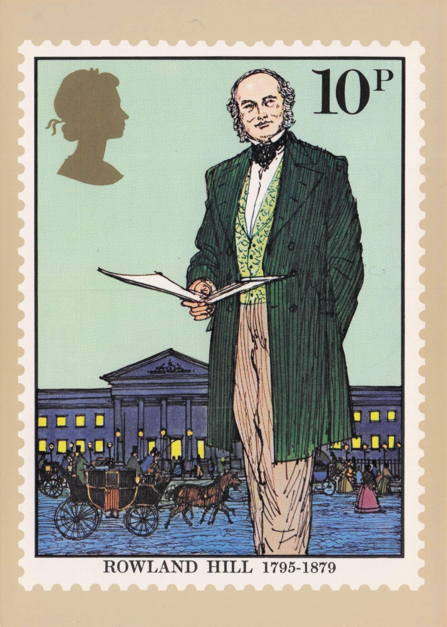 Sir Rowland Hill Royal Mail Rare 1970s Painting FDC Postcard