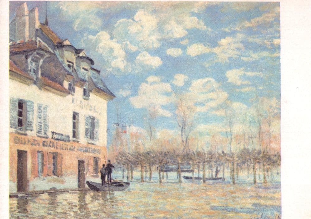 Sisley The Boat During The Inundation Louvre Vintage Painting Postcard