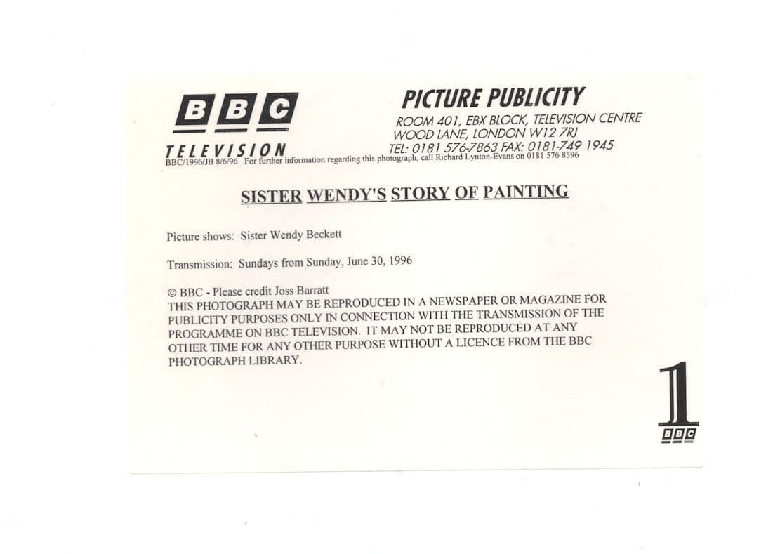 Sister Wendy Beckett Story Of Painting BBC TV Show Press Photo