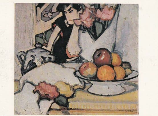 SJ Peploe Fruit With A Japanese Background Painting Postcard