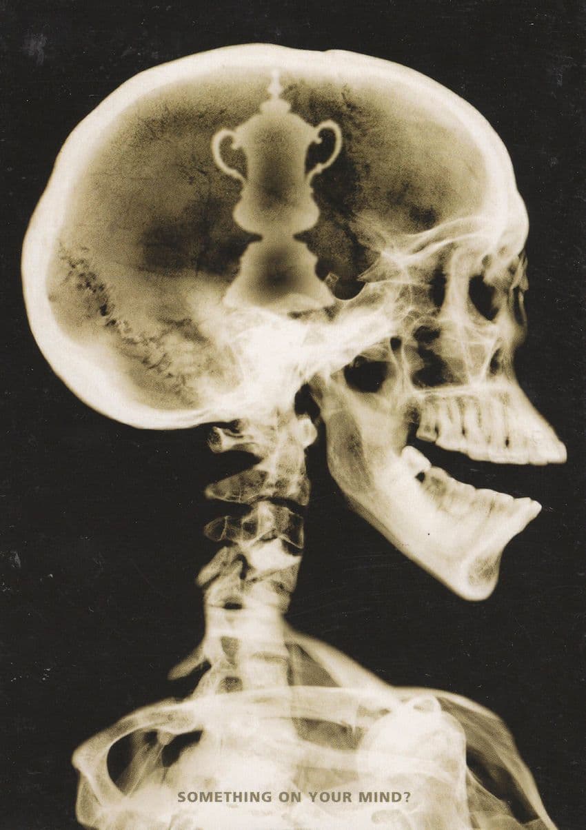 Skeleton Football FA Cup In Brain Building Society Advertising Postcard