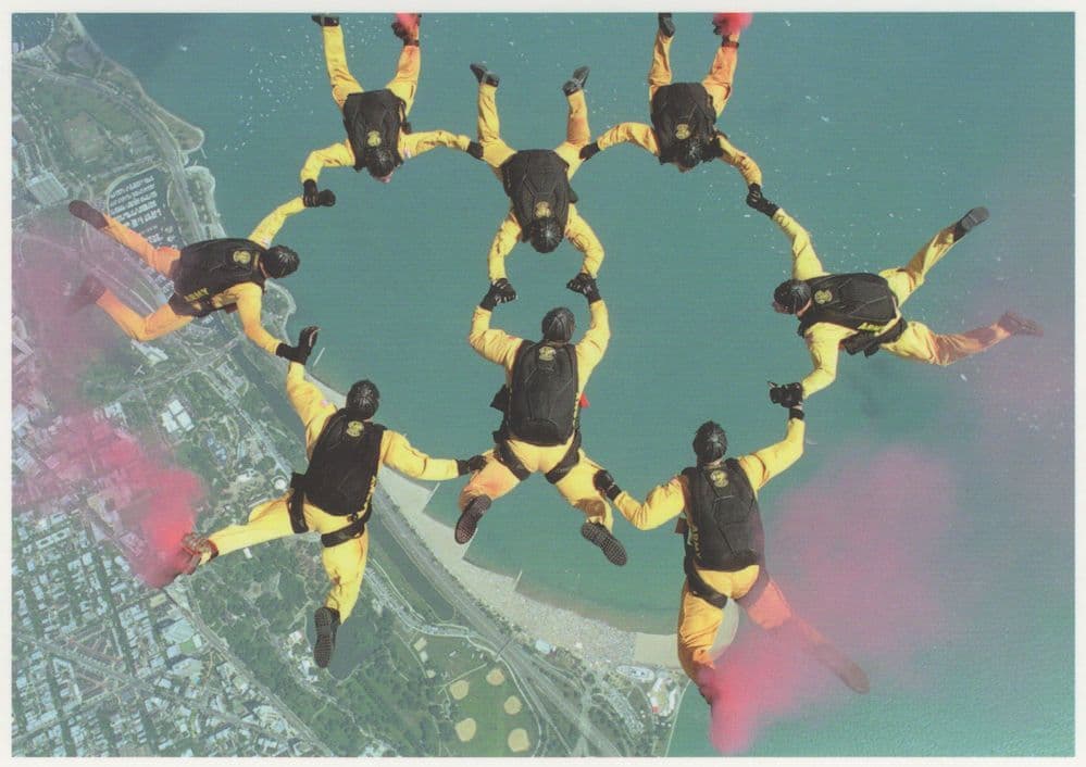 Skydiving Ring Death Jump Stunt German Daredevil Postcard