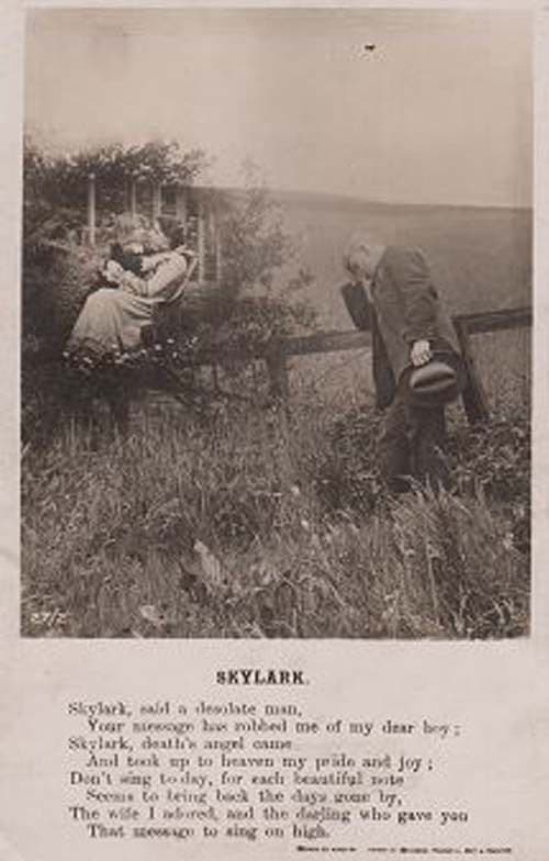 Skylark Wife Wifes Gone To Heaven Funeral Remembrance Antique Songcard Postcard