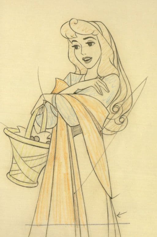 Sleeping Beauty Basket Of Flowers Artist Storyboard Painting Postcard