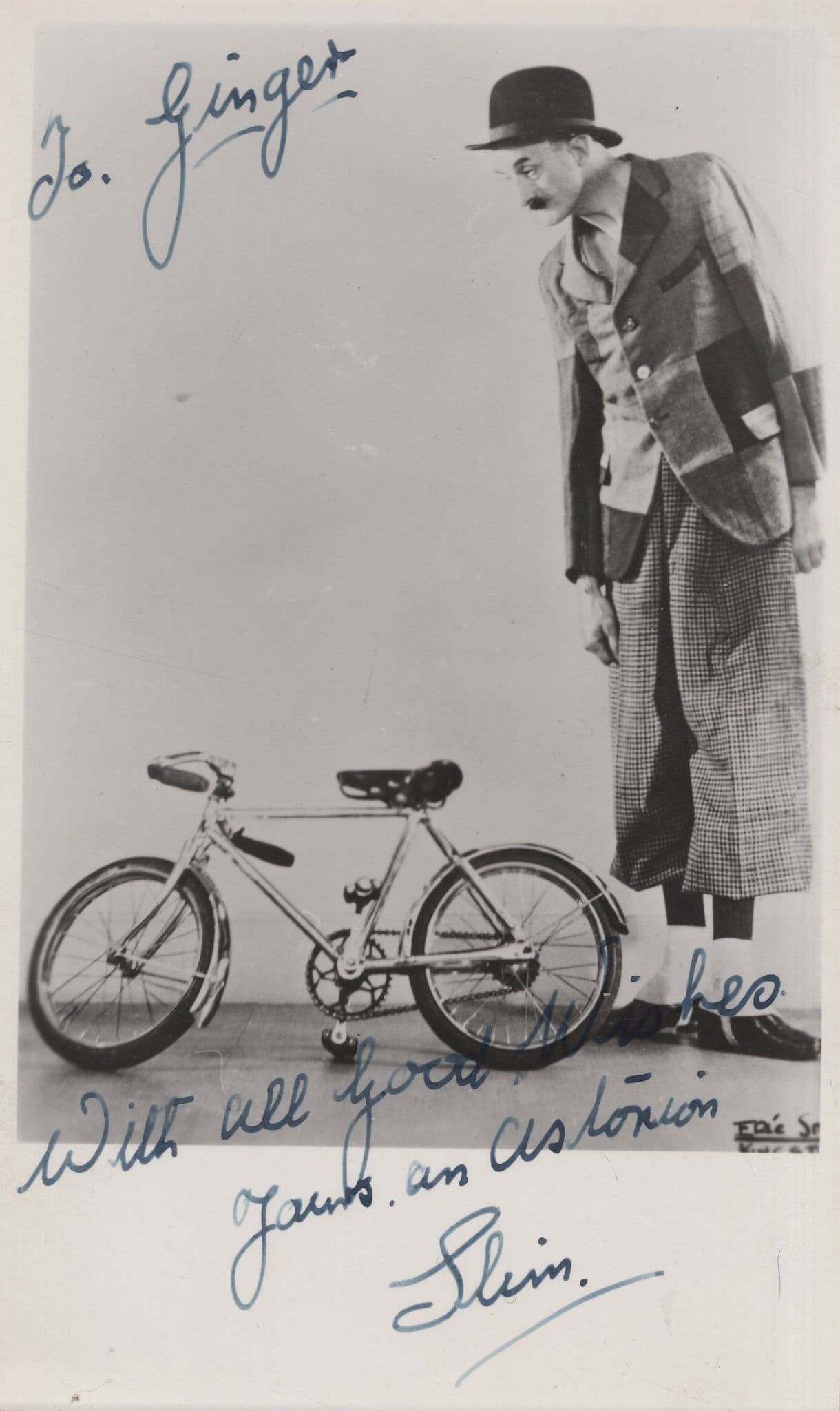 Slim Comedian Old Bicycle TV Entertainer Hand Signed Photo