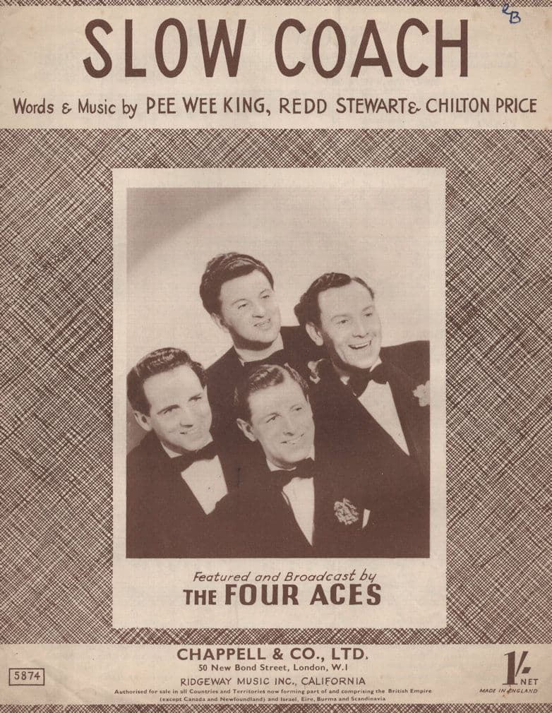 Slow Coach The Four Aces 1950s Sheet Music
