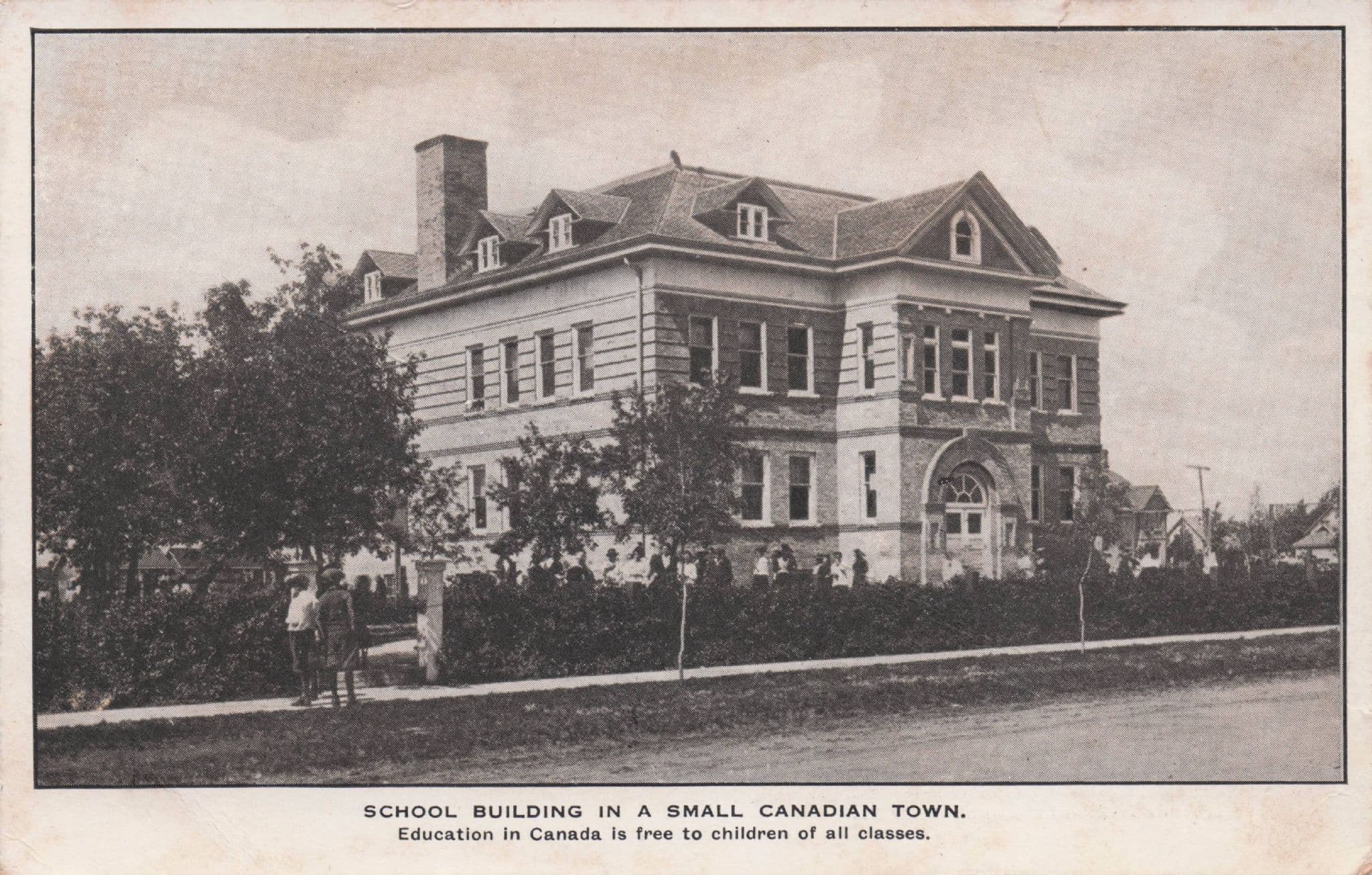 Small Building In Canadian Town Canada Education Old Postcard