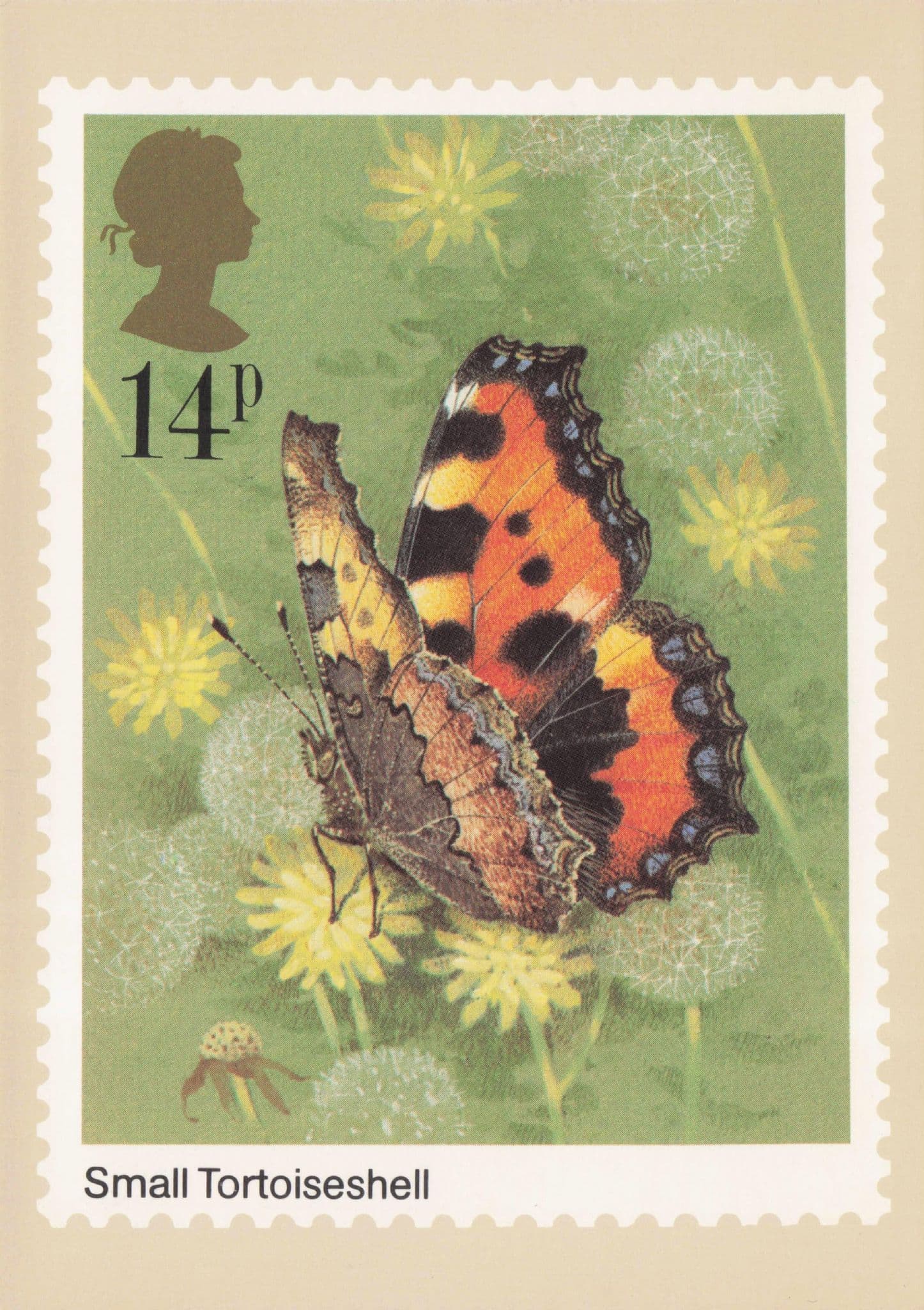 Small Tortoiseshell Butterfly Royal Mail Stamp Limited Postcard