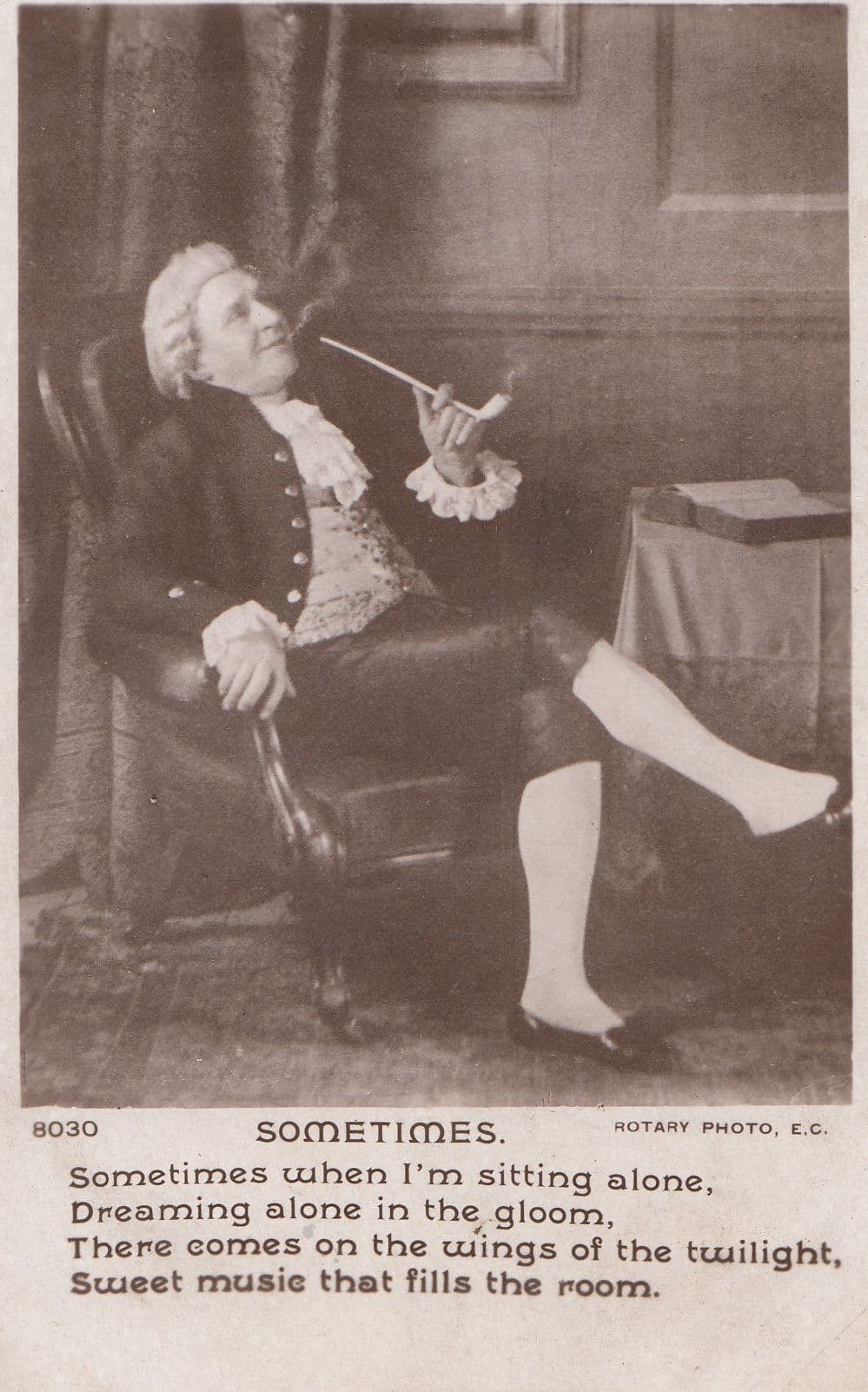 Smoking Antique Real Photo Smoker Long Pipe Songcard Postcard