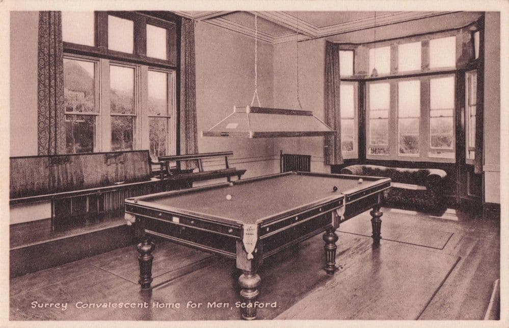 Snooker Table at Surrey Convalescent Home For Men Seaford Postcard