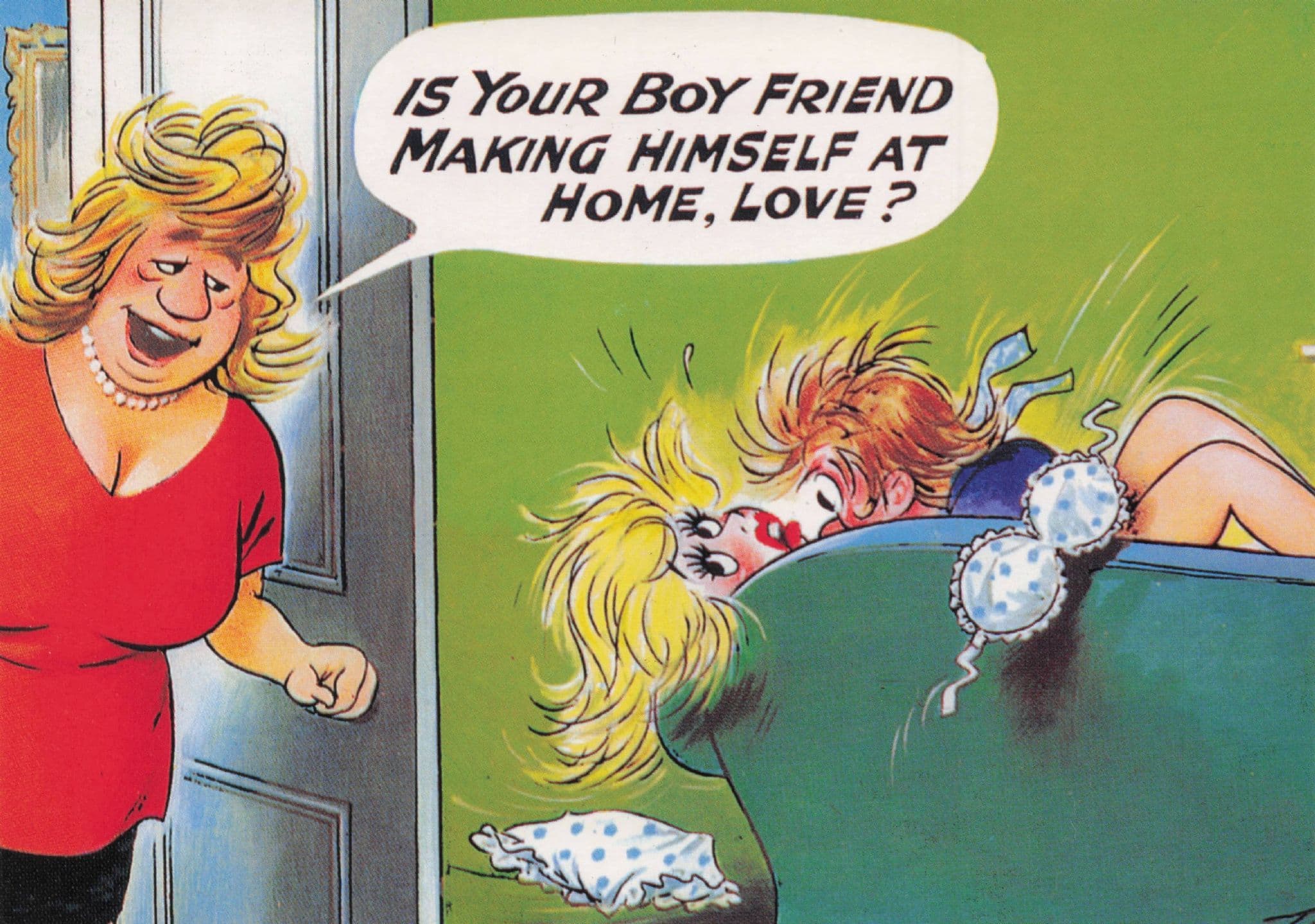 Sofa Surfing Caught Sex Making Love On Chair Bamforth Comic Postcard
