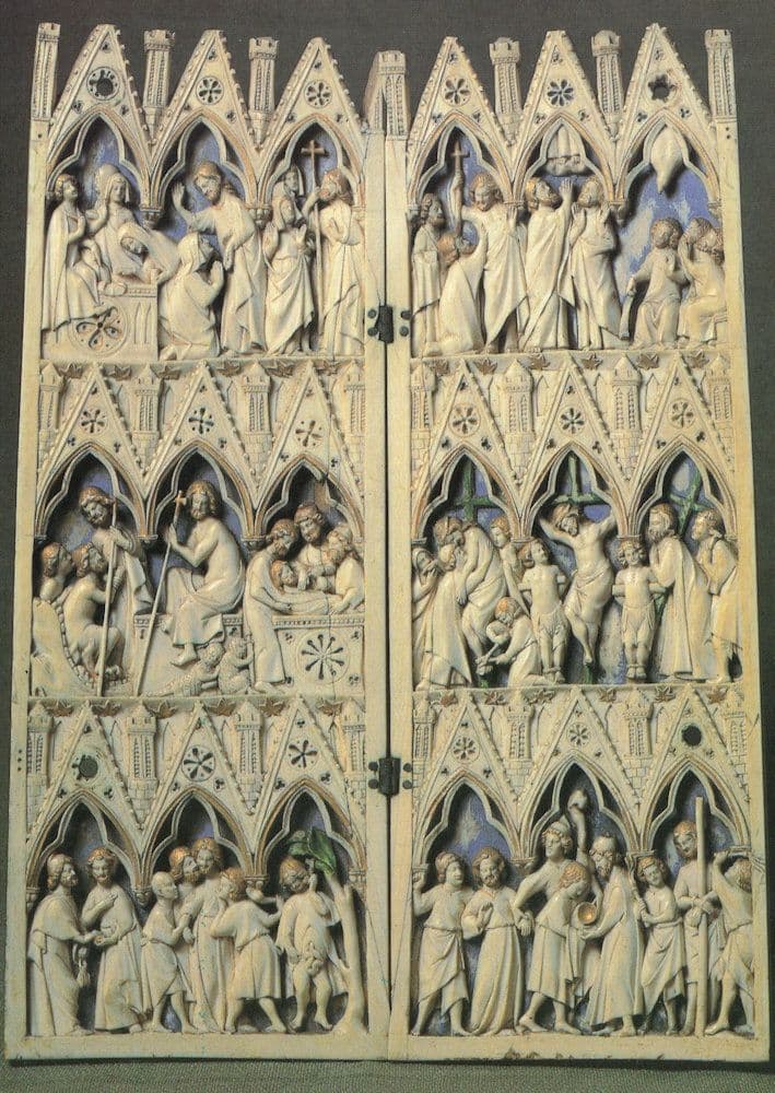 Soissons Diptych With Scenes From The Passion 13th Century Painting Postcard