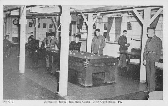 Soldiers Billiard Table New Cumberland Pennsylvania USA Military Old RPC Postcard