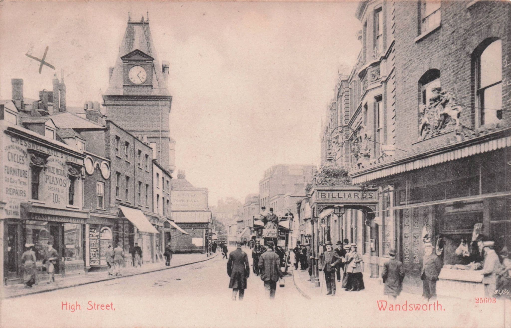 Soldiers Hand Signed Message Billiards Hall High Street Wandsworth Postcard