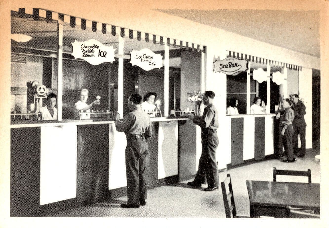 Soldiers Ice Cream Cafe Alexander Jazz Military WW2 Club Rome Italian Postcard
