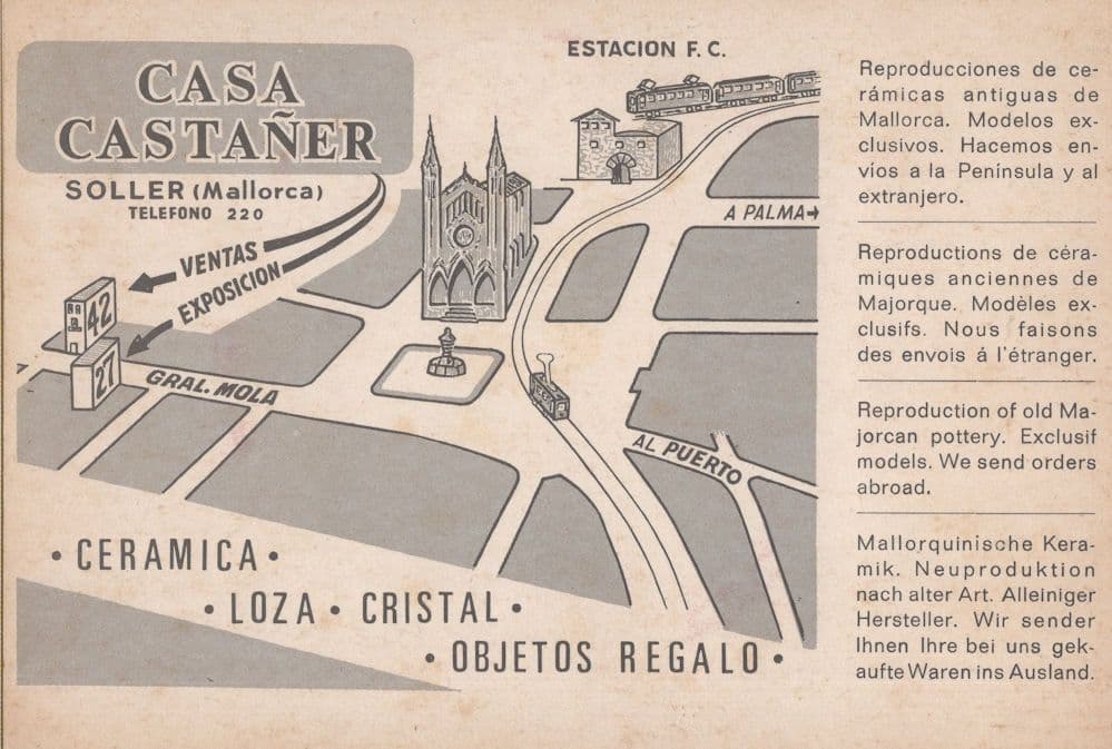 Soller Mallorca China Porcelain Exhibition Advertising Map Postcard