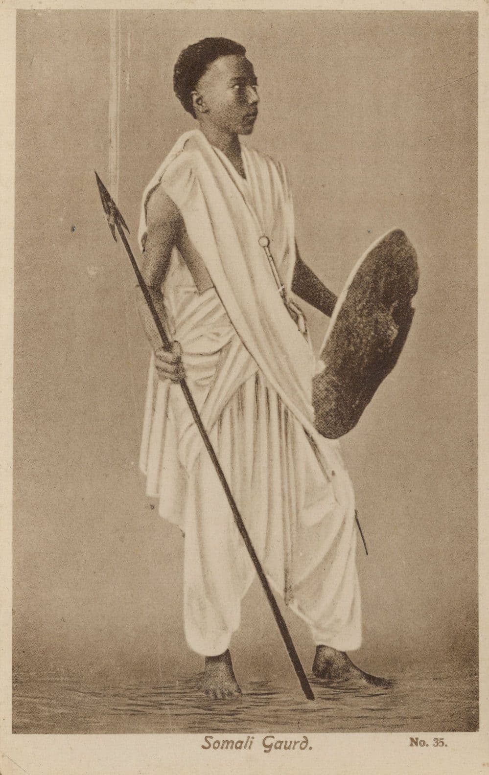 Somali Guard in Aden Yemen Military Old Real Photo Postcard