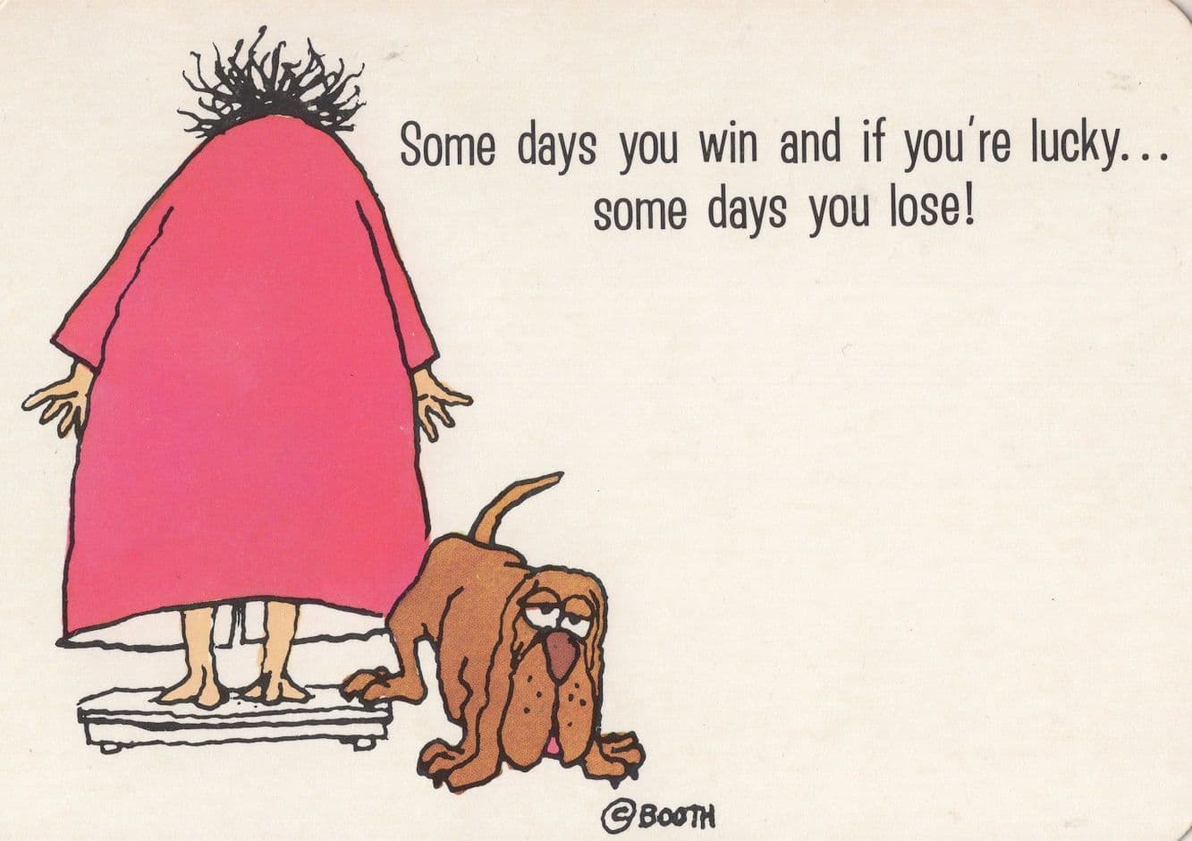 Some Days You Lose Fat Woman Dieting Scales Comic American Postcard