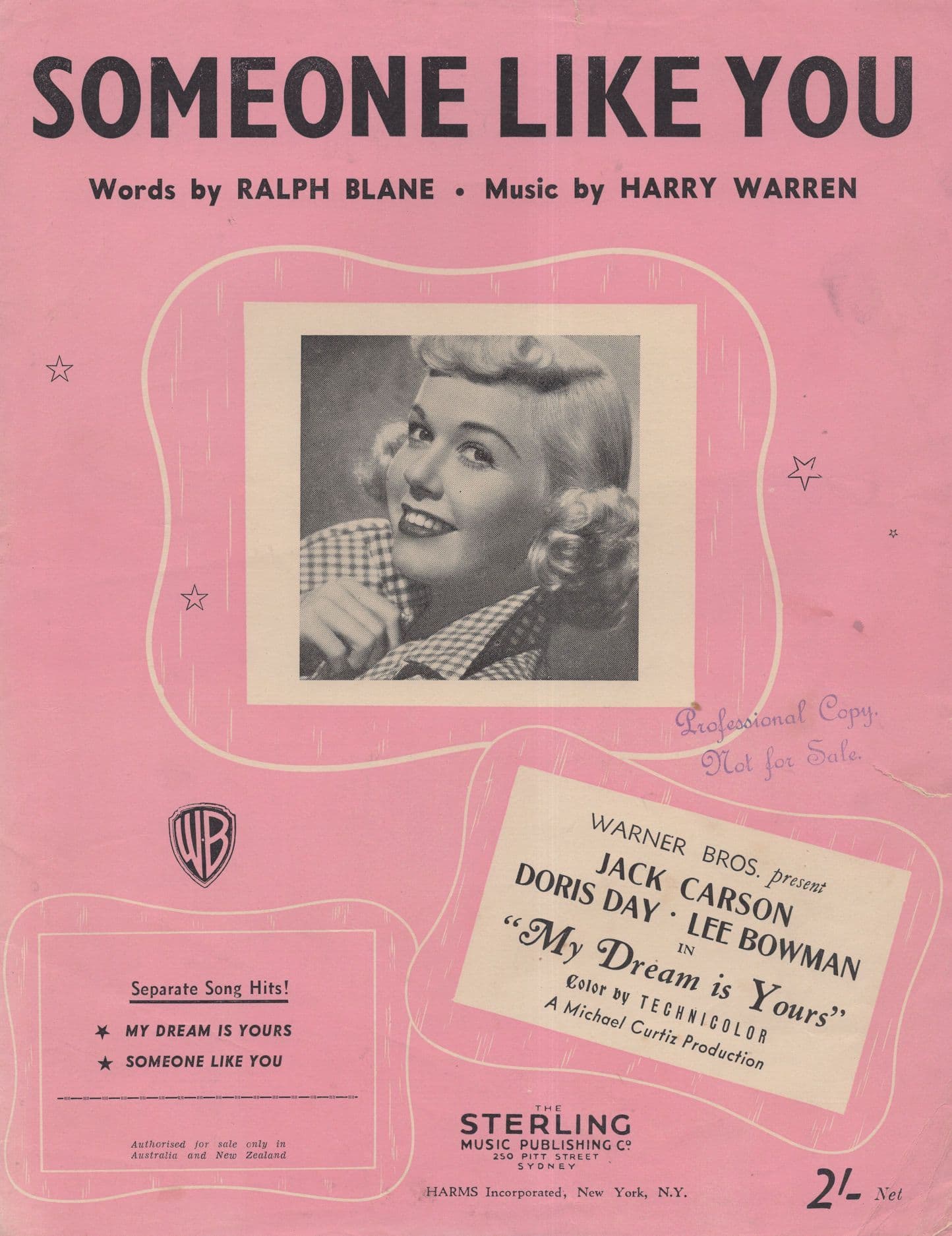 Someone Like You Unreleased Australian Doris Day Sheet Music