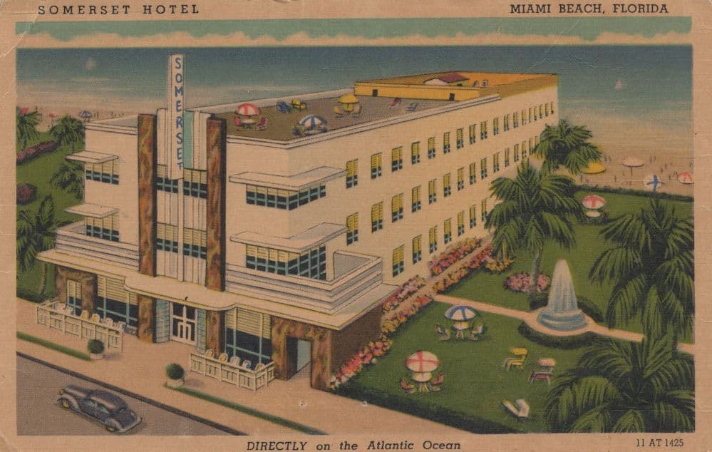 Somerset Hotel Florida Miami Beach Old Postcard