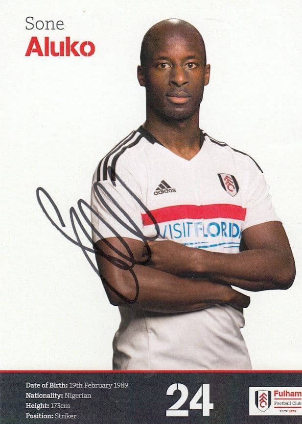 Sone Aluko Fulham Football Club Hand Signed Photo